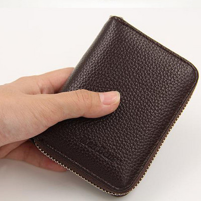 Мъжки портфейл от , държач за кредитна карта, блокиращ джоб с цип, мъжка чанта Multicard, моден черен портфейл с цип