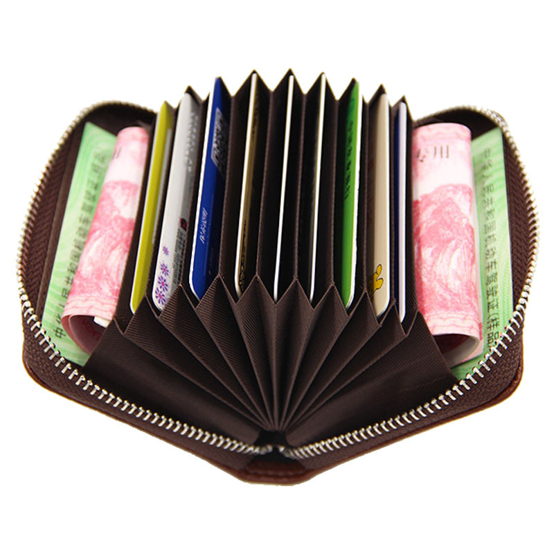 Portofel bărbătesc Suport card de credit Blocare buzunar cu fermoar Geanta bărbați Multicard Moda Portofel cu fermoar negru