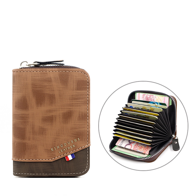 Madingas vyriškas kortelių krepšys mažo tūrio daugiafunkcis Pu užtrauktukas piniginė Akordeonas kortelių krepšys naujų gamintojų vietoje didmeninė prekyba