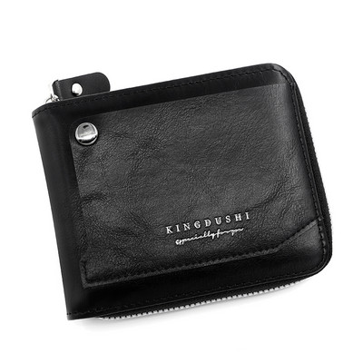 Nauja vyriška trumpa piniginė su grandinės vyriu PU didelės talpos keitimo kišenė ir kelių kortelių vyriška piniginė