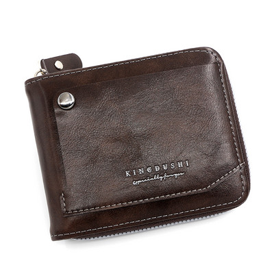 Nauja vyriška trumpa piniginė su grandinės vyriu PU didelės talpos keitimo kišenė ir kelių kortelių vyriška piniginė