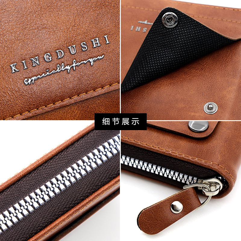 Nauja vyriška trumpa piniginė su grandinės vyriu PU didelės talpos keitimo kišenė ir kelių kortelių vyriška piniginė