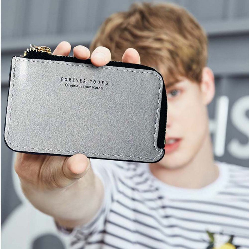 Piniginė su užtrauktuku Madingas Kūrybingas dizainas Vyras mažas odinis grynųjų pinigų piniginė Kredito laikiklis Mini piniginė Pinigų krepšys