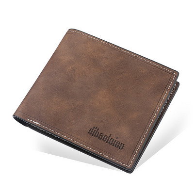 Novi muški retro novčanik od nubuk kože, muški višenamjenski ID, držač kreditne kartice, tanki novčanici, dva sklopiva vodoravna kopča za novac