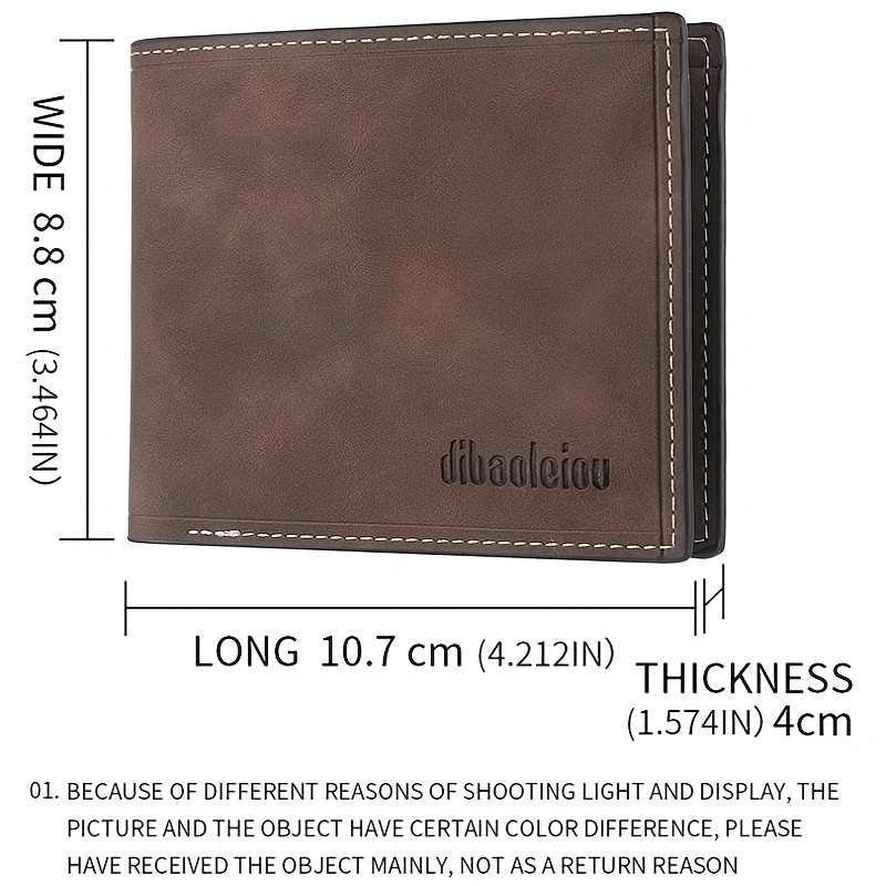 Novi muški retro novčanik od nubuk kože, muški višenamjenski ID, držač kreditne kartice, tanki novčanici, dva sklopiva vodoravna kopča za novac