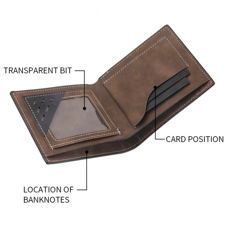 Novi muški retro novčanik od nubuk kože, muški višenamjenski ID, držač kreditne kartice, tanki novčanici, dva sklopiva vodoravna kopča za novac