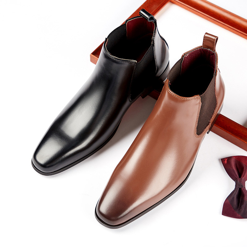 Cizme elegante, simple, din piele, pentru bărbați, cu vârful lung, cizme chelsea britanice pentru bărbați, pantofi de lux Misalwa, de primăvară