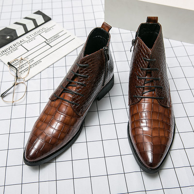 Pavasariniai batai Chelsea Vyriški aulinukai Odiniai Batai Suvarstomi Kulkšnies batai Smailia nosimi Žema Kulna Storo Pado verslo batai Didelio dydžio 38-48