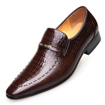 Мъжки обувки от PU кожа Луксозни крокодилски модели Мъжки бизнес обувки Ежедневни социални обувки Мъжки сватбени обувки Zapatos Hombre