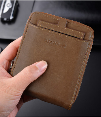 RFID мъжки кожен портфейл с цип Поставка за кредитна карта Модни ежедневни кожени портфейли Портмоне за монети с голям капацитет