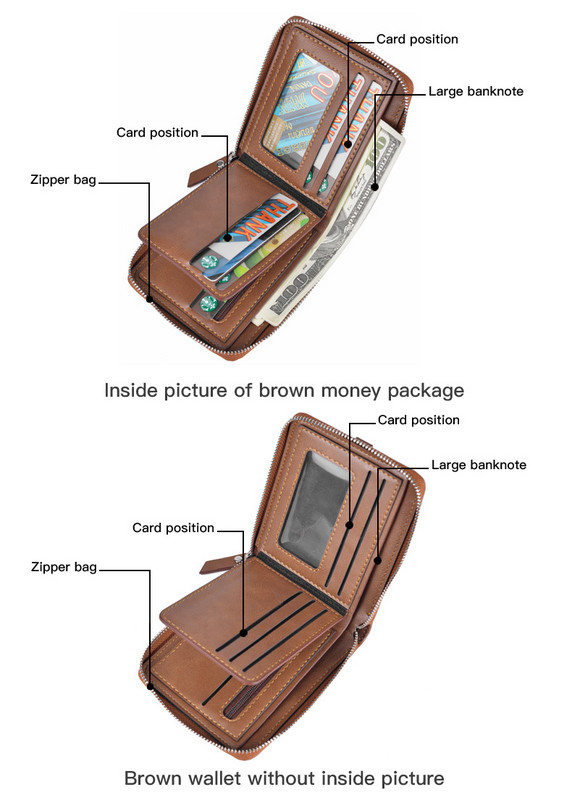 RFID muški kožni novčanik s patentnim zatvaračem Držač kreditne kartice Modni ležerni kožni novčanici Novčanica velikog kapaciteta