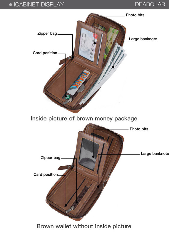 RFID muški kožni novčanik s patentnim zatvaračem Držač kreditne kartice Modni ležerni kožni novčanici Novčanica velikog kapaciteta