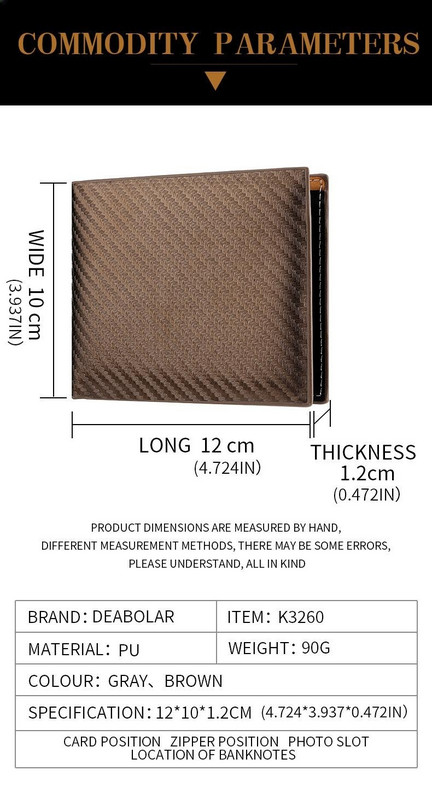 Novi muški novčanik od ugljičnih vlakana, držač kartice, muški vodoravni novčanik s integriranim patentnim zatvaračem