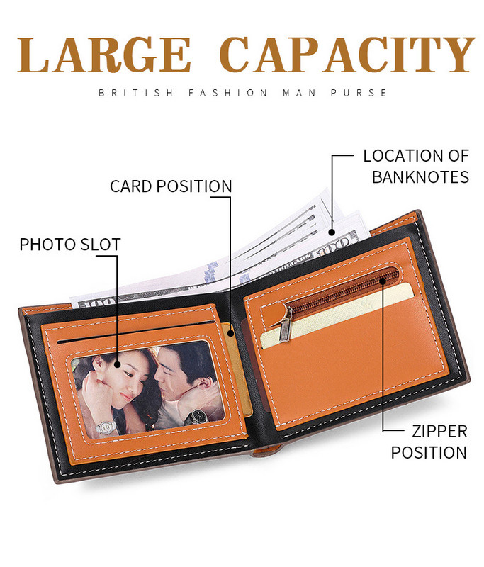 Novi muški novčanik od ugljičnih vlakana, držač kartice, muški vodoravni novčanik s integriranim patentnim zatvaračem