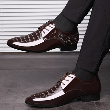 Мъжки бизнес ежедневни обувки с връзки и остри пръсти за мъже Сватбено парти Офис Мъжки обувки Официална рокля Черни лачени обувки