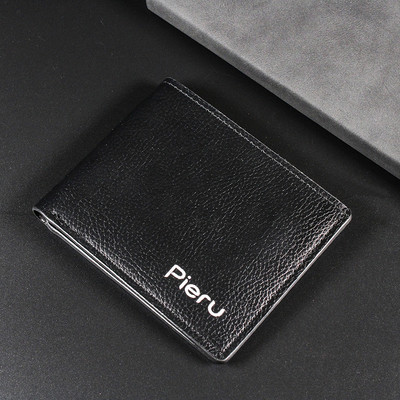 Vienspalvė PU verslo vyriška trumpa piniginė Iron Edge Korėjos jaunimo vyriška horizontali piniginė Trend Card Pack Piniginė Kortelių krepšys