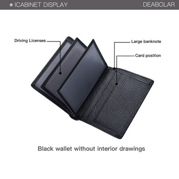 DEABOLAR Мъжки къс портфейл от ретро телешка кожа, висококачествен многофункционален чанта за карта с кредитна шофьорска книжка