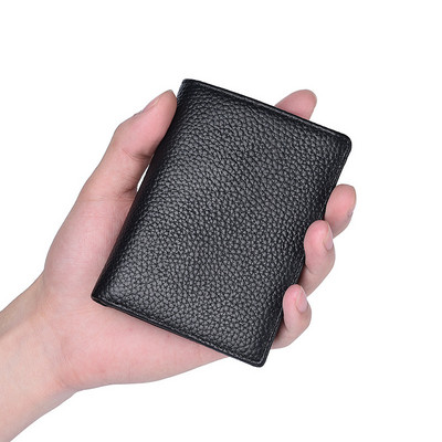DEABOLAR Мъжки къс портфейл от ретро телешка кожа, висококачествен многофункционален чанта за карта с кредитна шофьорска книжка