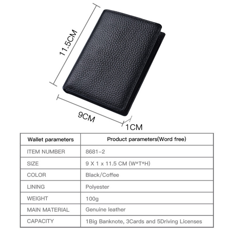DEABOLAR vyrų retro stiliaus karvės odos trumpa piniginė Aukštos kokybės daugiafunkcinis ID Kreditinis vairuotojo pažymėjimo krepšys