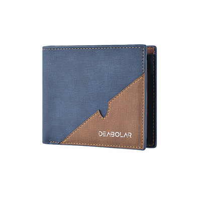 Jaunų vyrų senovinė odinė trumpa piniginė su užtrauktuku užsegama kišene, keliomis kortelių angomis ir skaidriu ID langu