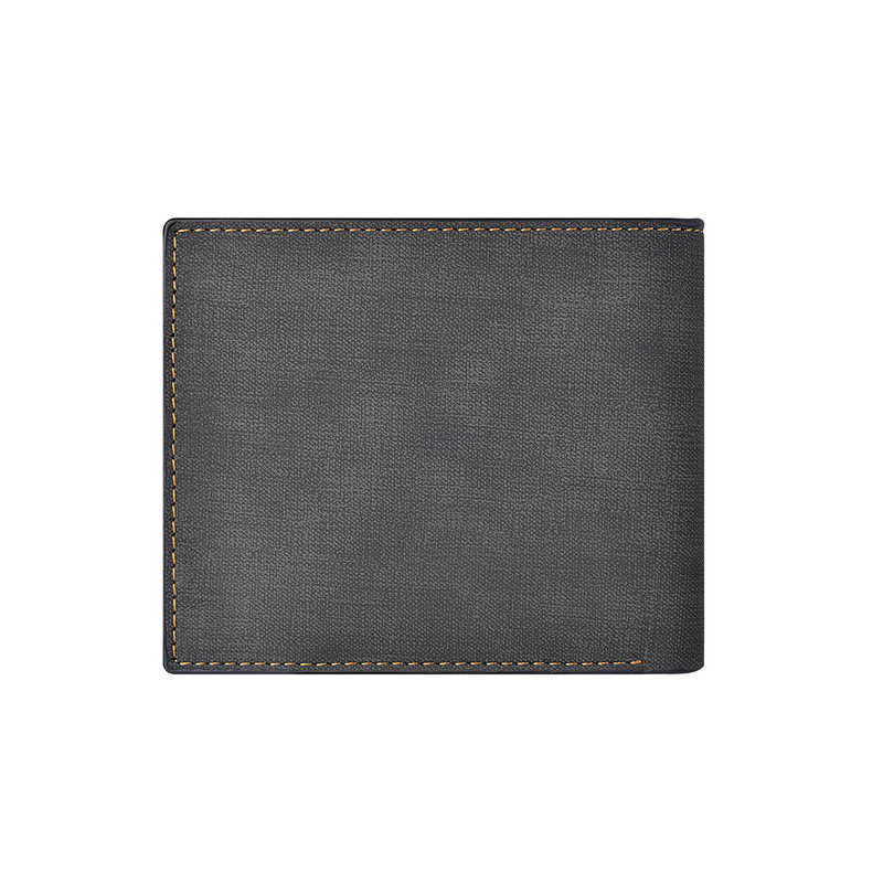 Jaunų vyrų senovinė odinė trumpa piniginė su užtrauktuku užsegama kišene, keliomis kortelių angomis ir skaidriu ID langu