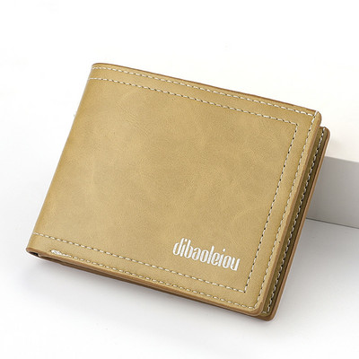 Portofel scurt din piele premium pentru bărbați, exterior moale, cu două orizontale, agrafă de bani, suport multifuncțional pentru card de credit