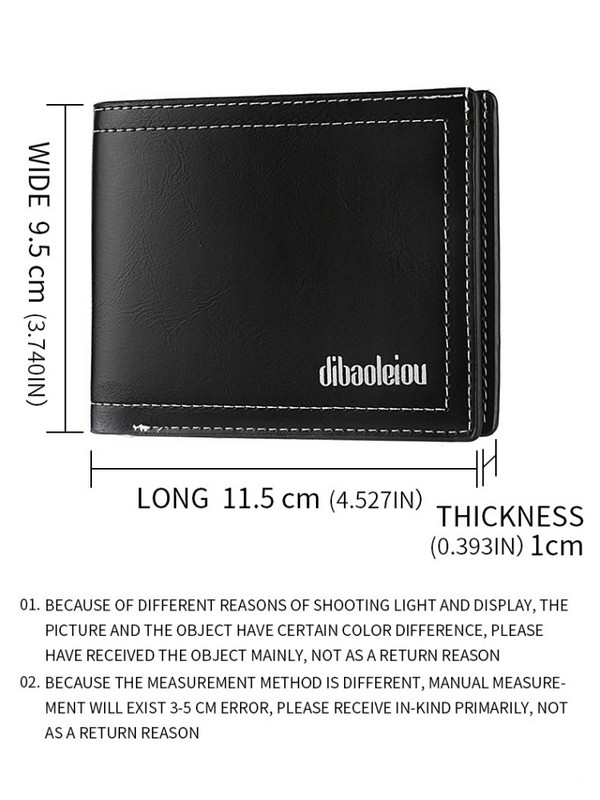 Portofel scurt din piele premium pentru bărbați, exterior moale, cu două orizontale, agrafă de bani, suport multifuncțional pentru card de credit