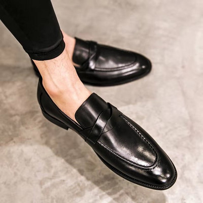 Svečane cipele Muške kožne uredske cipele Muške klasične smeđe mokasine Muške elegantne cipele Luksuzne Chaussure Homme H614