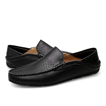 Μόδα ιταλικά ανδρικά παπούτσια Casual πολυτελή μάρκα Summer ανδρικά Loafers μοκασίνια αναπνεύσιμα παπούτσια για σκάφος Μαύρα