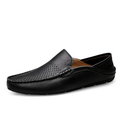 Mood Itaalia meeste kingad vabaaja luksusbrändi suvised meeste pässid Nahast mokassiinid hingavad jalanõud mustad