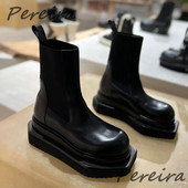 Apvalūs kojų batai su platforma kulkšnies batai vyrams, moteriški laisvalaikio batai, madingi pleištai, odiniai motociklo batai, žieminiai „Chelsea“ batai