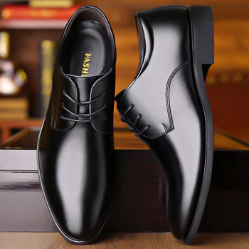 Кожени обувки Черни мъжки дишащи меки кожени меки долнища Пролет и есен Мъжки бизнес официални облекла Ежедневни обувки