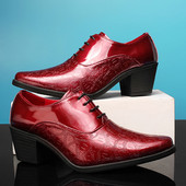 Nauji smailūs vyriški batai Raudoni odiniai batai dideli 46 dydžio vyriški aukštį didinantys vyriški batai Zapatos Hombre De Vestir