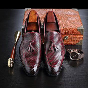 Άνδρας Μόδα Casual Split Leather Loafers Man business wave Δερμάτινα Tessel Μοκασίνια Ανδρικά παπούτσια