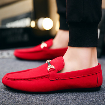 Мъжки ежедневни обувки Червени мокасини Обувки с щипки Метална тапицерия Adulto Driving Moccasin Меки удобни ежедневни обувки Мъжки маратонки Балетки