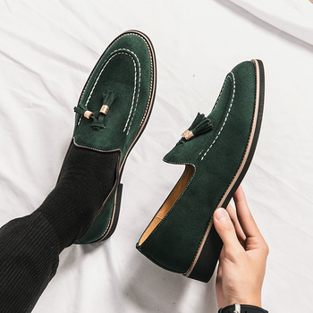 Луксозни дизайнерски мъжки велурени пискюли Синьо-зелени Оксфордски броги Обувки Мокасини Сватбени абитуриентски партита Обувки за завръщане у дома Zapatos Hombre
