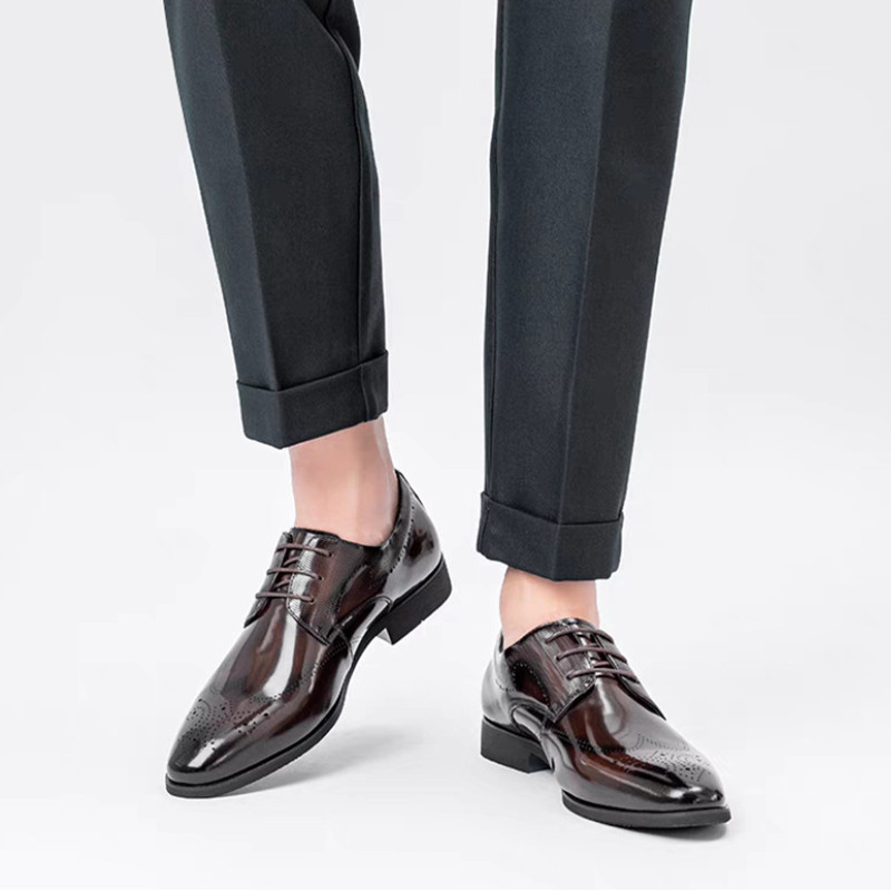 Pantofi brogue eleganti pentru barbati cu siret Oxfords cu varf ascutit Pantofi din piele stil formal pentru petreceri de nunta pantofi de birou social