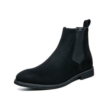 Chelsea Boots for men Wine Red Black Faux Suede Business Χαμηλοτάκουνα Χειροποίητα Μόδα Δωρεάν αποστολή Ανδρικές μπότες