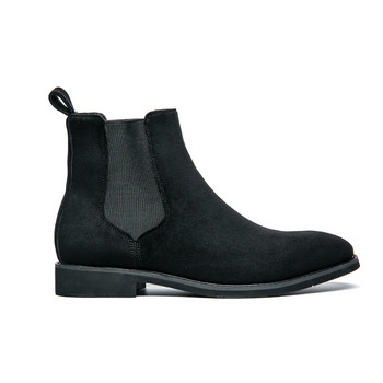 Chelsea Boots for men Wine Red Black Faux Suede Business Χαμηλοτάκουνα Χειροποίητα Μόδα Δωρεάν αποστολή Ανδρικές μπότες