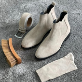 New In Men Chelsea Boots Beige Flock Round Toe Slip-On Business Handmade ανδρικές μπότες Δωρεάν αποστολή Botas De Hombre