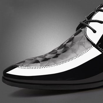 2022 Мъжки кожени обувки Пролет Нова мода Ярки бизнес официални облекла Обувки Удобни дишащи мъжки обувки с голям размер