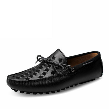 Δερμάτινα ανδρικά παπούτσια Casual Flats Ανδρικά παπούτσια Breathable Loafers slip Μοκασίνια Άνετα καρό ανάγλυφο 2019