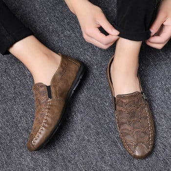 Ανδρικά δερμάτινα casual παπούτσια Πολυτελή Social Loafers Flats Μοκασίνια για Άντρες 2023 Άνετα slip-Ons Driving Fashion Ανδρικά παπούτσια