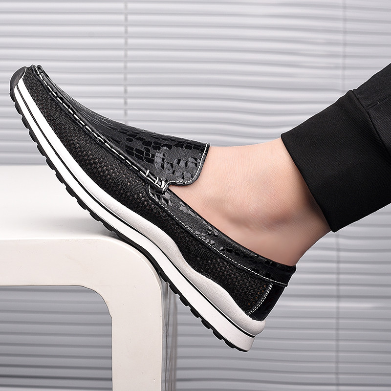 Moda din + plasă pantofi casual pentru bărbați, marcă de lux, pentru petrecerea timpului liber, pantofi pentru bărbați, mocasini comozi, pantofi de conducere moi pentru bărbați