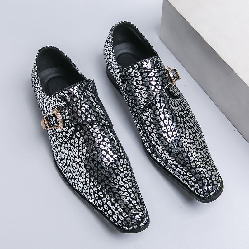 Χρυσά Παπούτσια Γάμου για Άντρες Loafers Τετράγωνη Πόρπη Λουράκι Άνοιξη Φθινόπωρο Ασημί Μαύρα Χειροποίητα Ανδρικά Παπούτσια Δωρεάν αποστολή