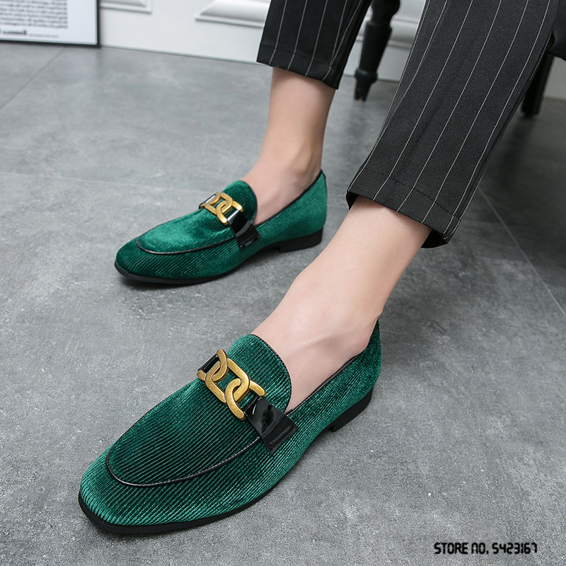 Μόδα ανδρική μυτερή κοτλέ μεταλλική αλυσίδα casual παπούτσια Oxford Επίσημο φόρεμα χορού γάμου Homecoming Zapatillas Hombre