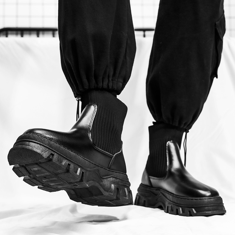 Cizme de modă Cizme chelsea pentru bărbați Cizme pentru bărbați impermeabile pentru alunecare Cizme pentru bărbați Toamnă iarna Pantofi groși pentru bărbați