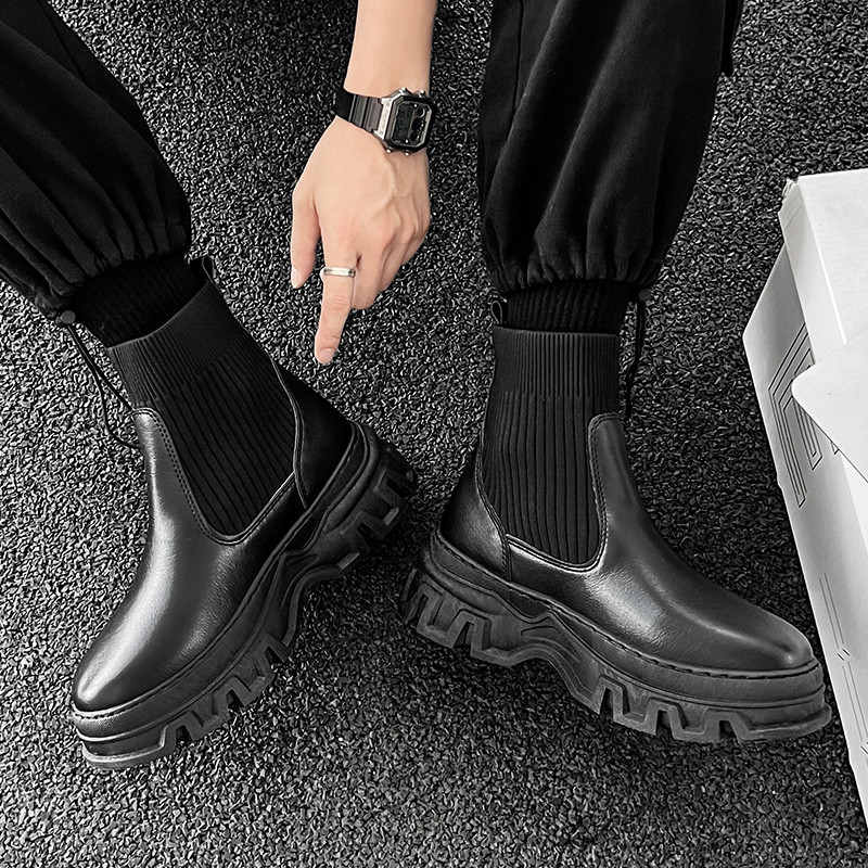 Cizme de modă Cizme chelsea pentru bărbați Cizme pentru bărbați impermeabile pentru alunecare Cizme pentru bărbați Toamnă iarna Pantofi groși pentru bărbați