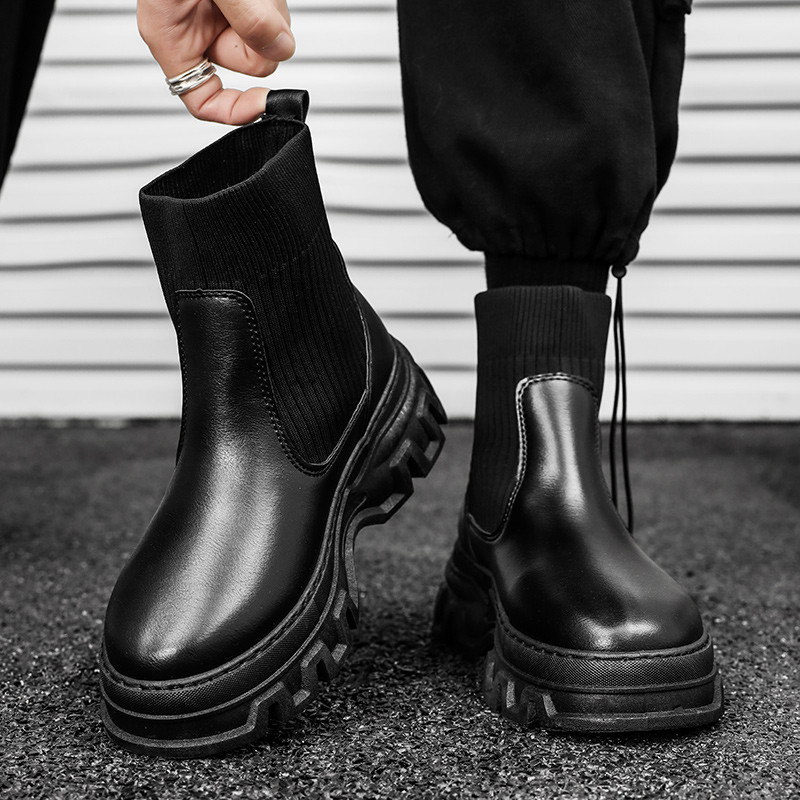 Cizme de modă Cizme chelsea pentru bărbați Cizme pentru bărbați impermeabile pentru alunecare Cizme pentru bărbați Toamnă iarna Pantofi groși pentru bărbați
