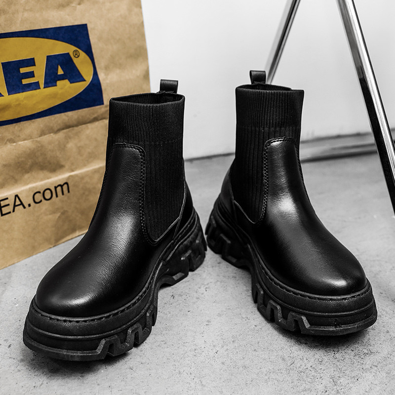 Cizme de modă Cizme chelsea pentru bărbați Cizme pentru bărbați impermeabile pentru alunecare Cizme pentru bărbați Toamnă iarna Pantofi groși pentru bărbați